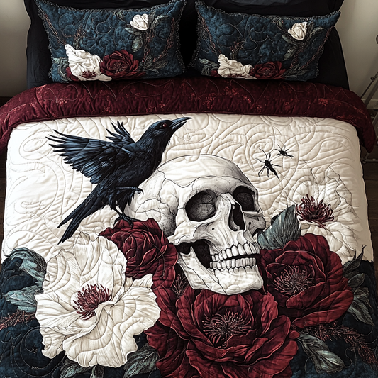 Whimsical Skull 3-Piece Quilted Bedding Set - Single (59" x 70")