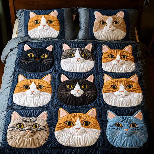 Whisker Wonder 3-Piece Quilted Bedding Set - Single (59" x 70")