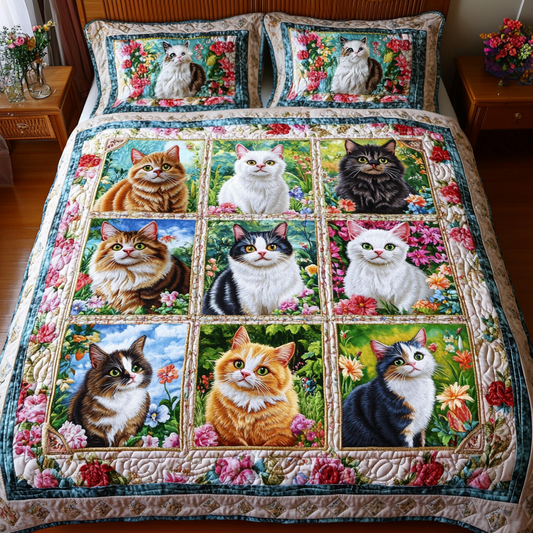 Whisker Wonderland 3-Piece Quilted Bedding Set - Single (59" x 70")