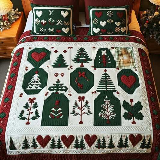 Whiskered Winterland 3-Piece Quilted Bedding Set - Single (59" x 70")