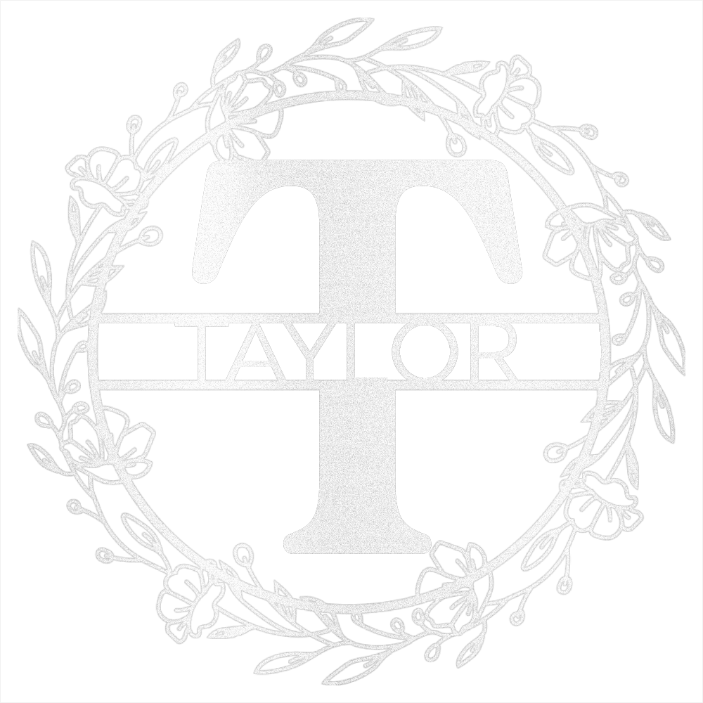 Custom Floral Wreath Family Name Steel Wall Decor