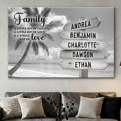 Family Whole Lot Of Love Grey Tropical Ocean Wall Sign
