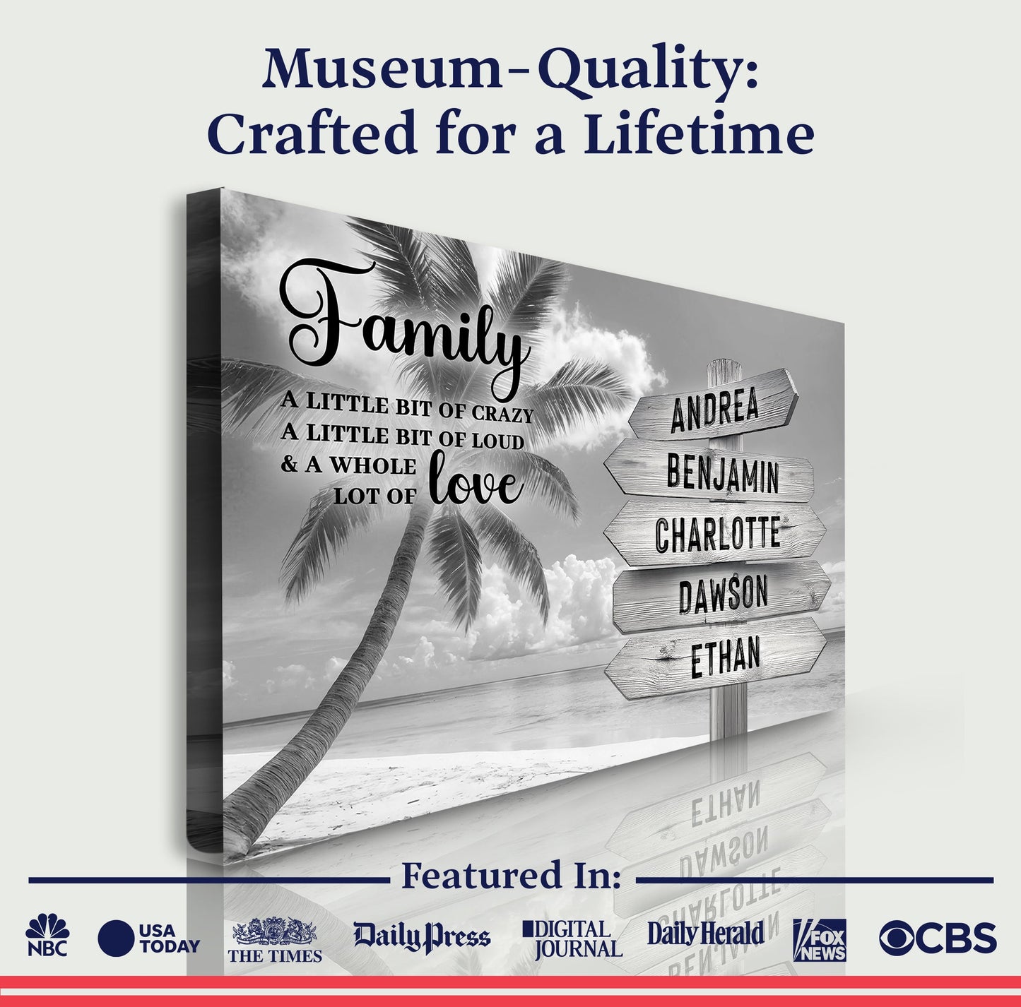 Family Whole Lot Of Love Grey Tropical Ocean Wall Sign
