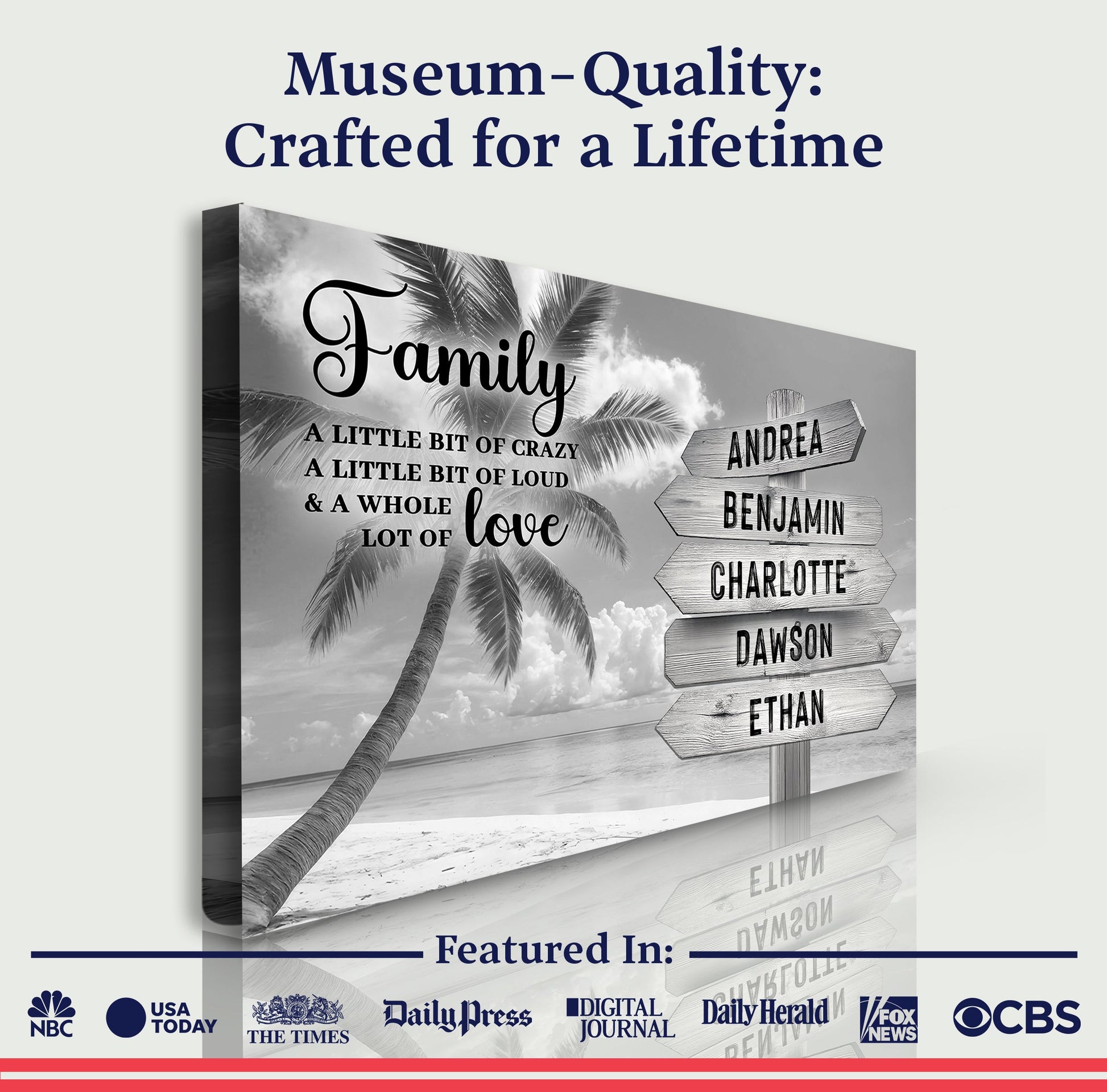 Family Whole Lot Of Love Grey Tropical Ocean Wall Sign
