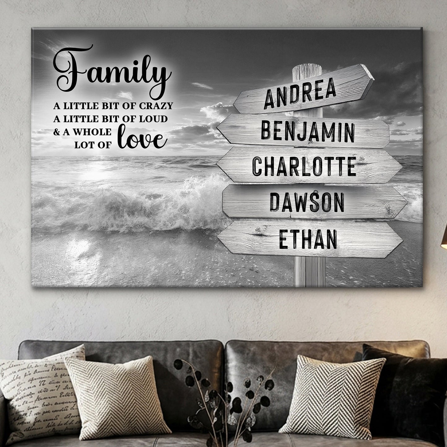 Family Whole Lot Of Love Grey Ocean Sunset Wall Sign