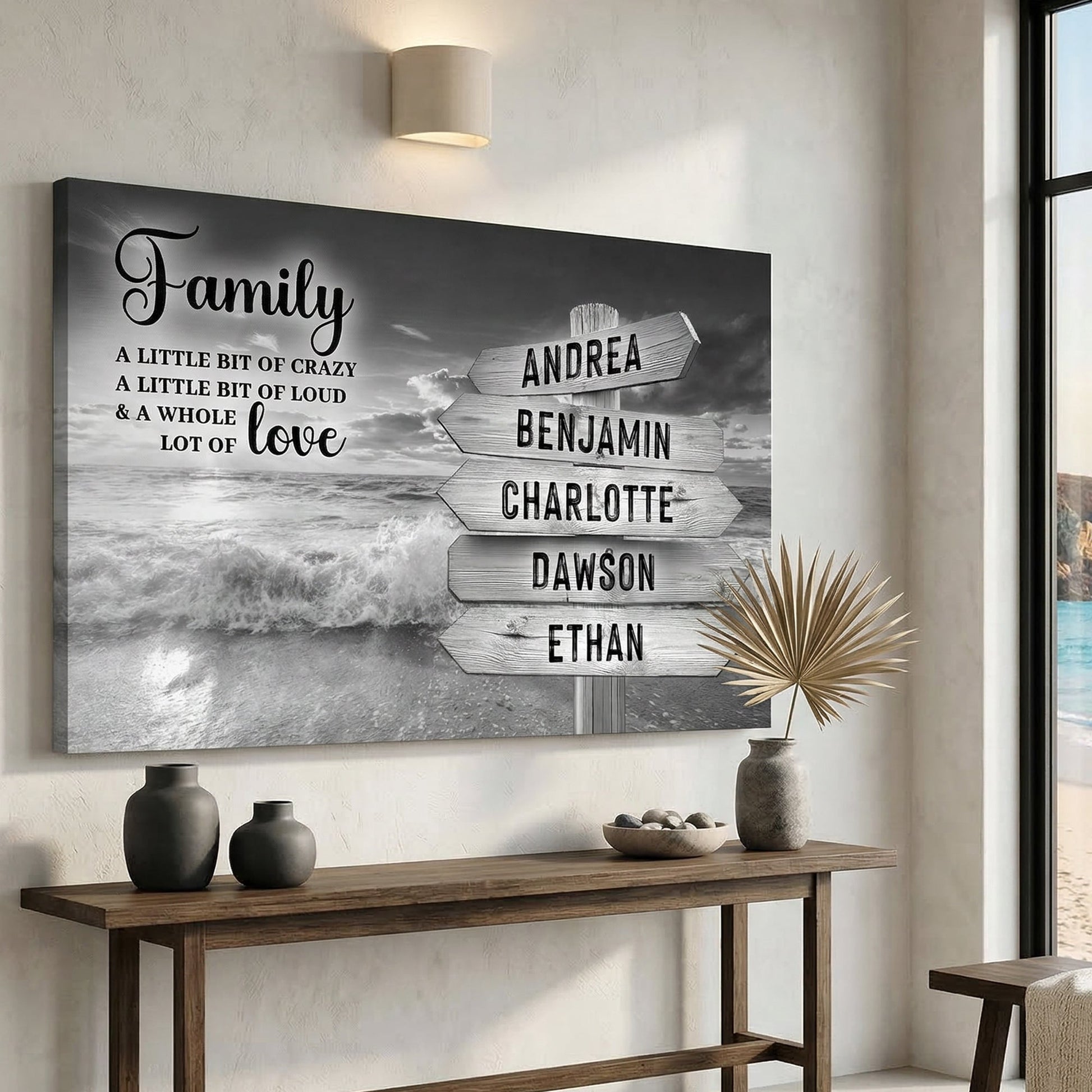 Family Whole Lot Of Love Grey Ocean Sunset Wall Sign