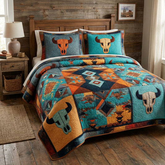 Wild Skull 3-Piece Quilted Bedding Set - Single (59" x 70")