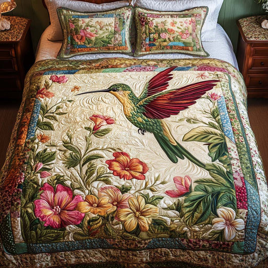 Wildflower Symphony 3-Piece Quilted Bedding Set - Single (59" x 70")