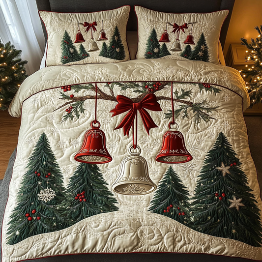 Winter Bells Delight 3-Piece Quilted Bedding Set - Single (59" x 70")