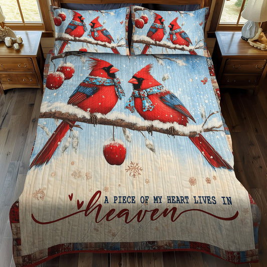 Winter Birds Delight 3-Piece Quilted Bedding Set - Single (59" x 70")