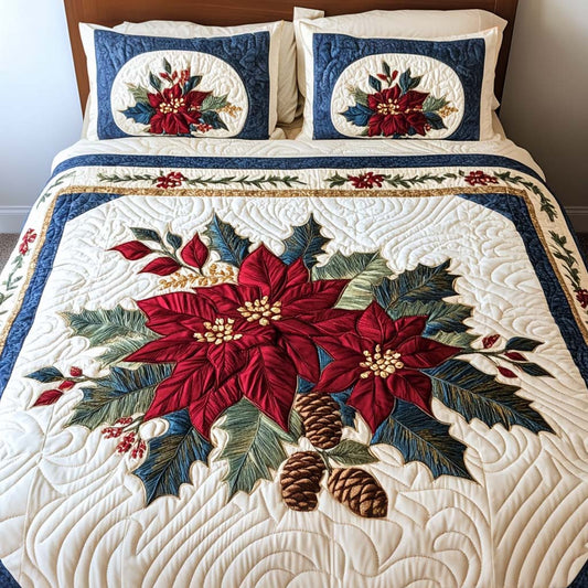 Winter Bloom 3-Piece Quilted Bedding Set - Single (59" x 70")