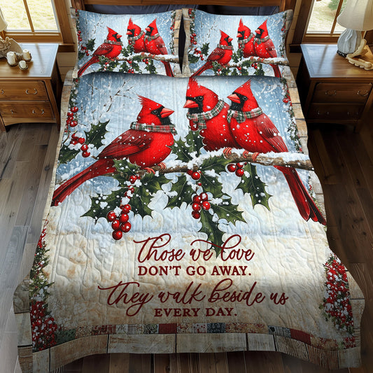 Winter Cardinals 3-Piece Quilted Bedding Set - Single (59" x 70")