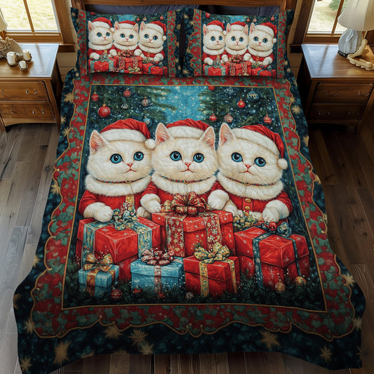 Winter Cat Magic 3-Piece Quilted Bedding Set - Single (59" x 70")