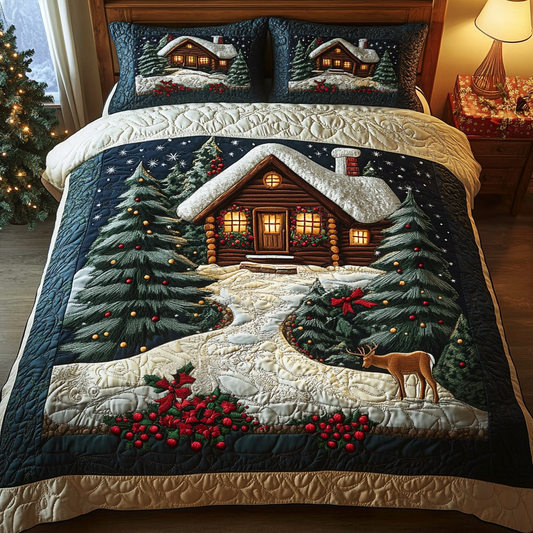 Winter Nightscape 3-Piece Quilted Bedding Set - Single (59" x 70")