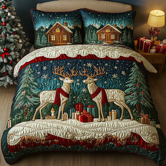 Winter Prance 3-Piece Quilted Bedding Set - Single (59" x 70")