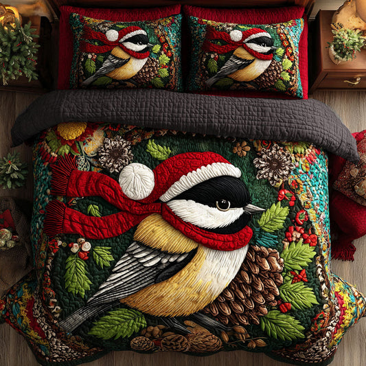 Winter Songbird 3-Piece Quilted Bedding Set - Single (59" x 70")