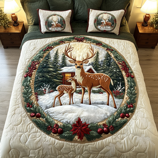 Winter Whispers 3-Piece Quilted Bedding Set - Single (59" x 70")