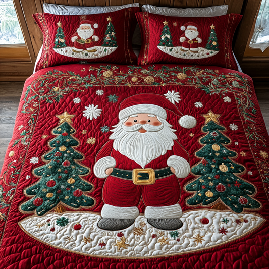 Winter Wonderland Santa Quilted Bedding Set - Single (59" x 70")