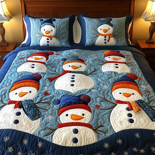 Winter Wonderland Snowmen 3-Piece Quilted Bedding Set - Single (59" x 70")