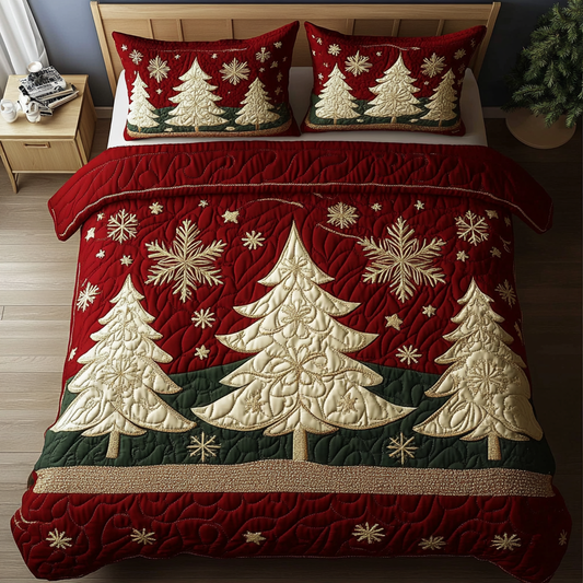 Winter Wonderland Trees 3-Piece Quilted Bedding Set - Single (59" x 70")