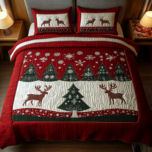 Winter Woodland 3-Piece Quilted Bedding Set - Single (59" x 70")