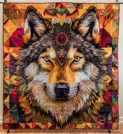 Throw (55'' x 60'') /Wolf Native Quilted Blanket