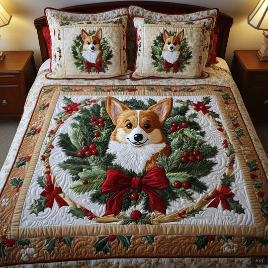 Wreath Delight 3-Piece Quilted Bedding Set - Single (59" x 70")