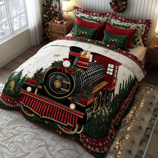 Yuletide Engine 3-Piece Quilted Bedding Set - Single (59" x 70")