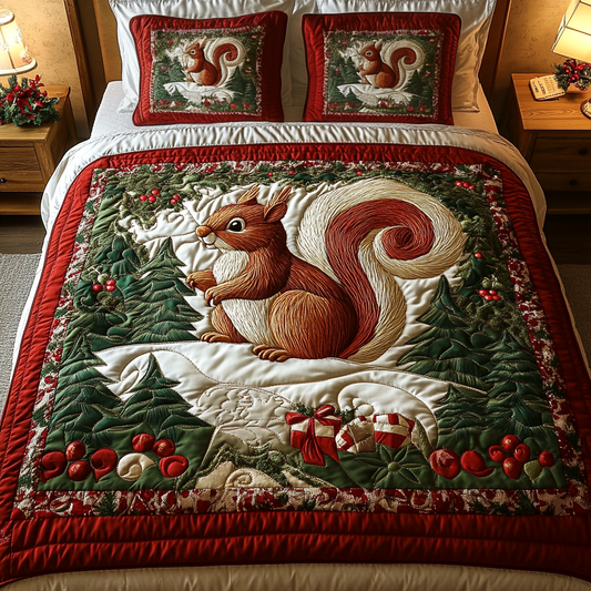 Yuletide Nut 3-Piece Quilted Bedding Set - Single (59" x 70")
