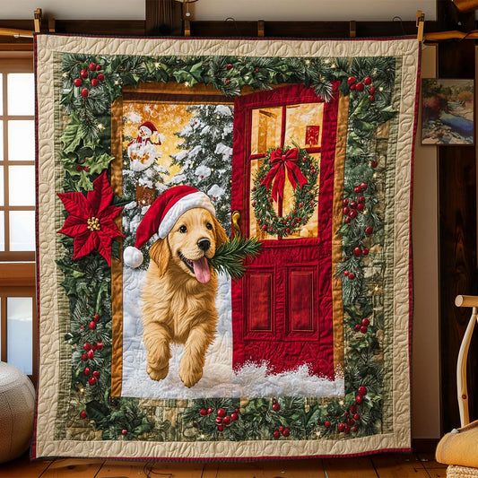A Retriever's Christmas Quilt Blanket
