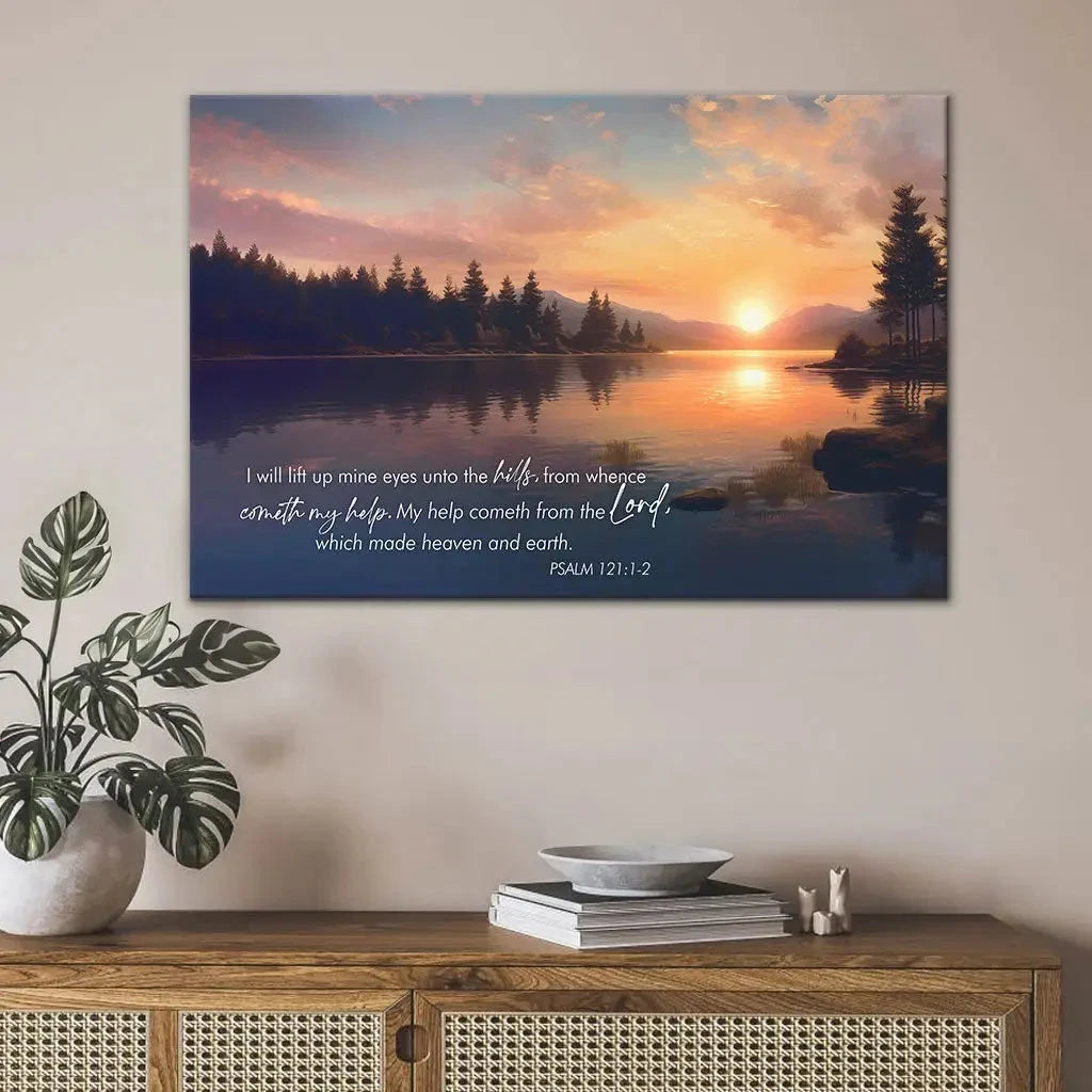 psalm 121 1 2 my help cometh from the lord wall art canvas (Landscape) (view 2)