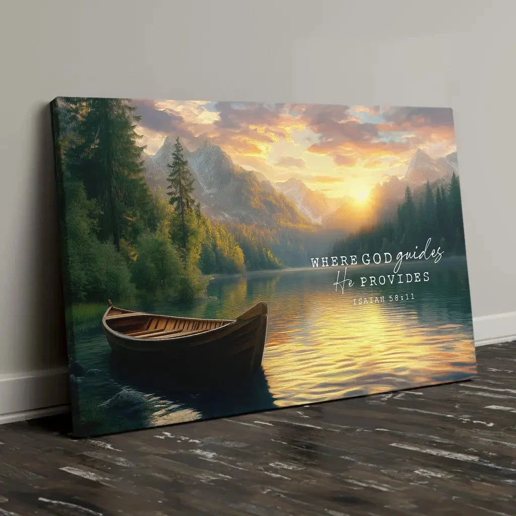 where god guides he provides isaiah 58 11 wall art canvas (Landscape) (view 2)