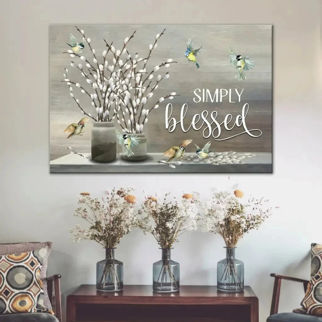 simply blessed wall art canvas christian wall art (Landscape)