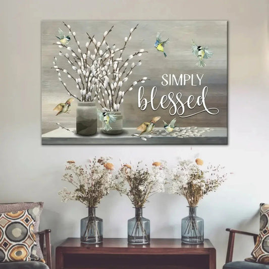 simply blessed wall art canvas christian wall art (Landscape)