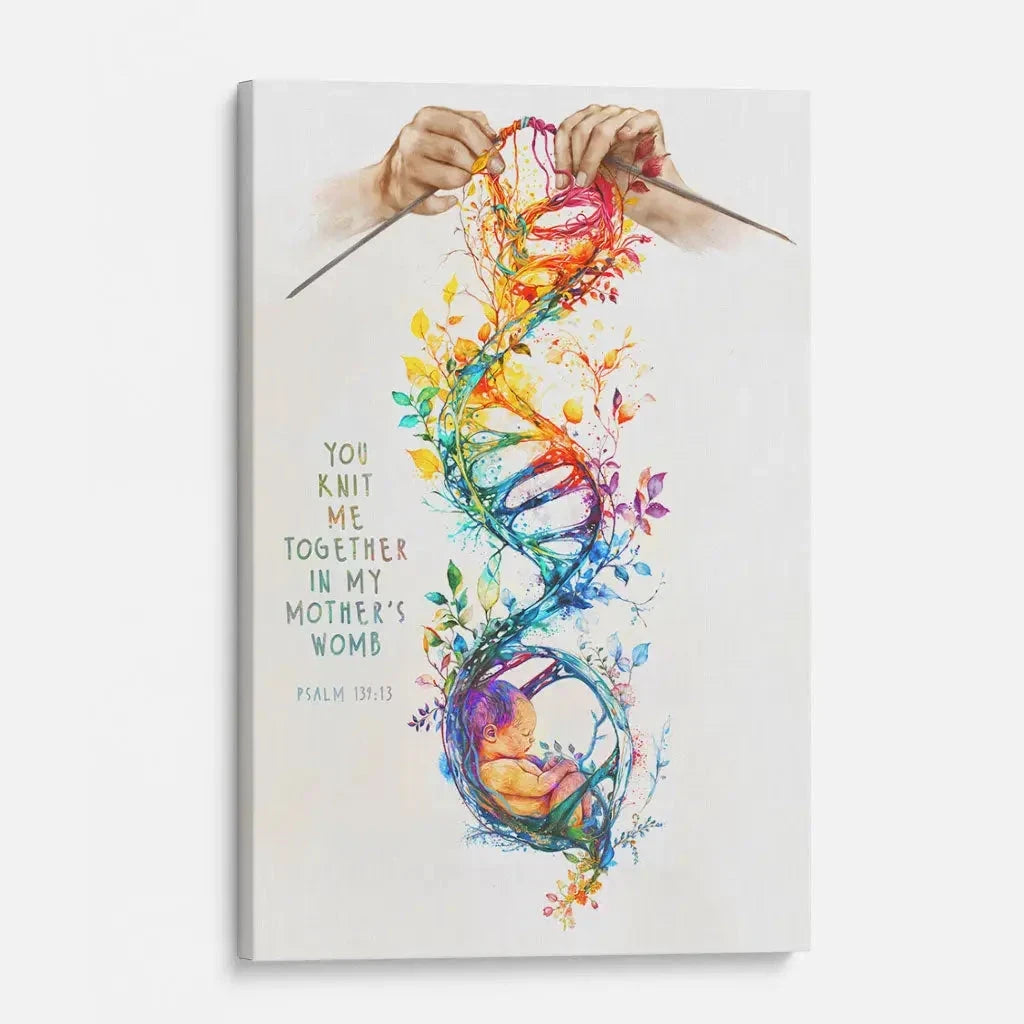 you knit me together in my mother s womb christian artwork psalm 139 13 wall art canvas (Landscape)