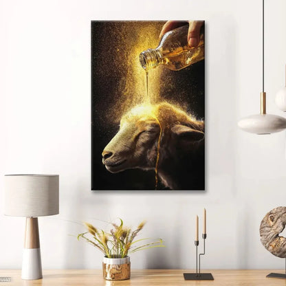 christian wall art a lamb anointed with oil canvas