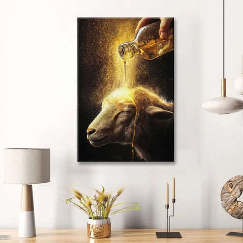 christian wall art a lamb anointed with oil canvas