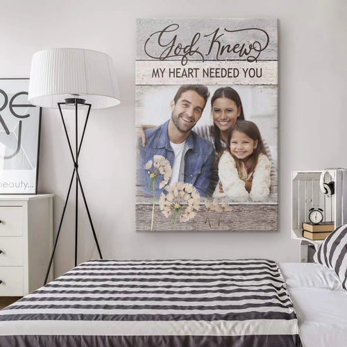 personalized god knew my heart needed you christian wall art canvas with custom photo (Landscape)