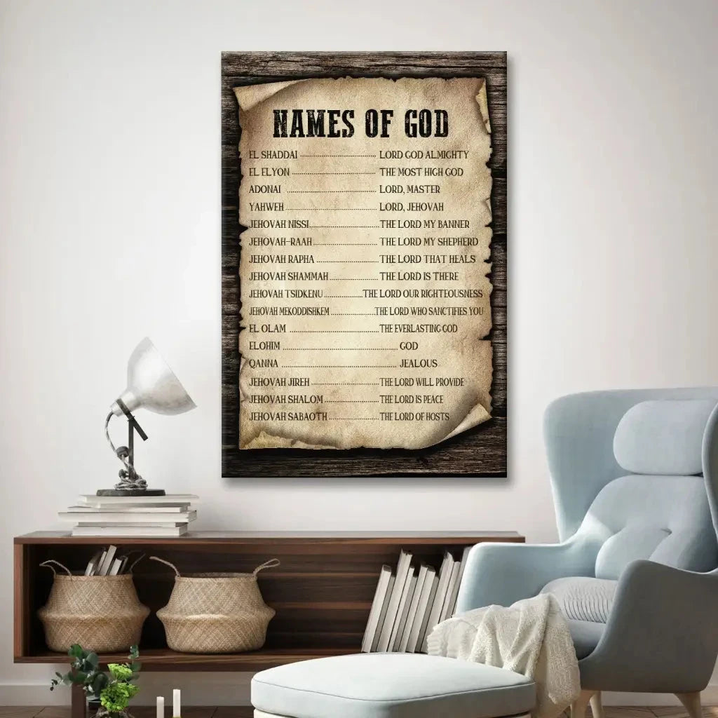 names of god wall art canvas print