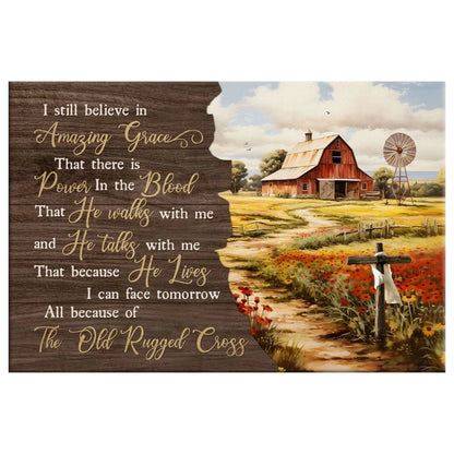 i still believe in amazing grace old red barn wall art canvas (Landscape)