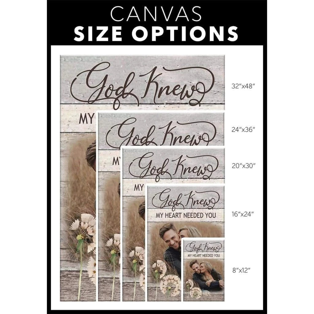 personalized god knew my heart needed you christian wall art canvas with custom photo (Landscape) (view 2)