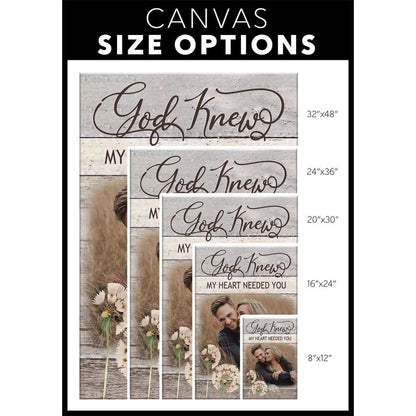 personalized god knew my heart needed you christian wall art canvas with custom photo (Landscape) (view 2)