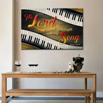 psalm 118 14 the lord is my strength and my song wall art canvas (Landscape) (view 2)