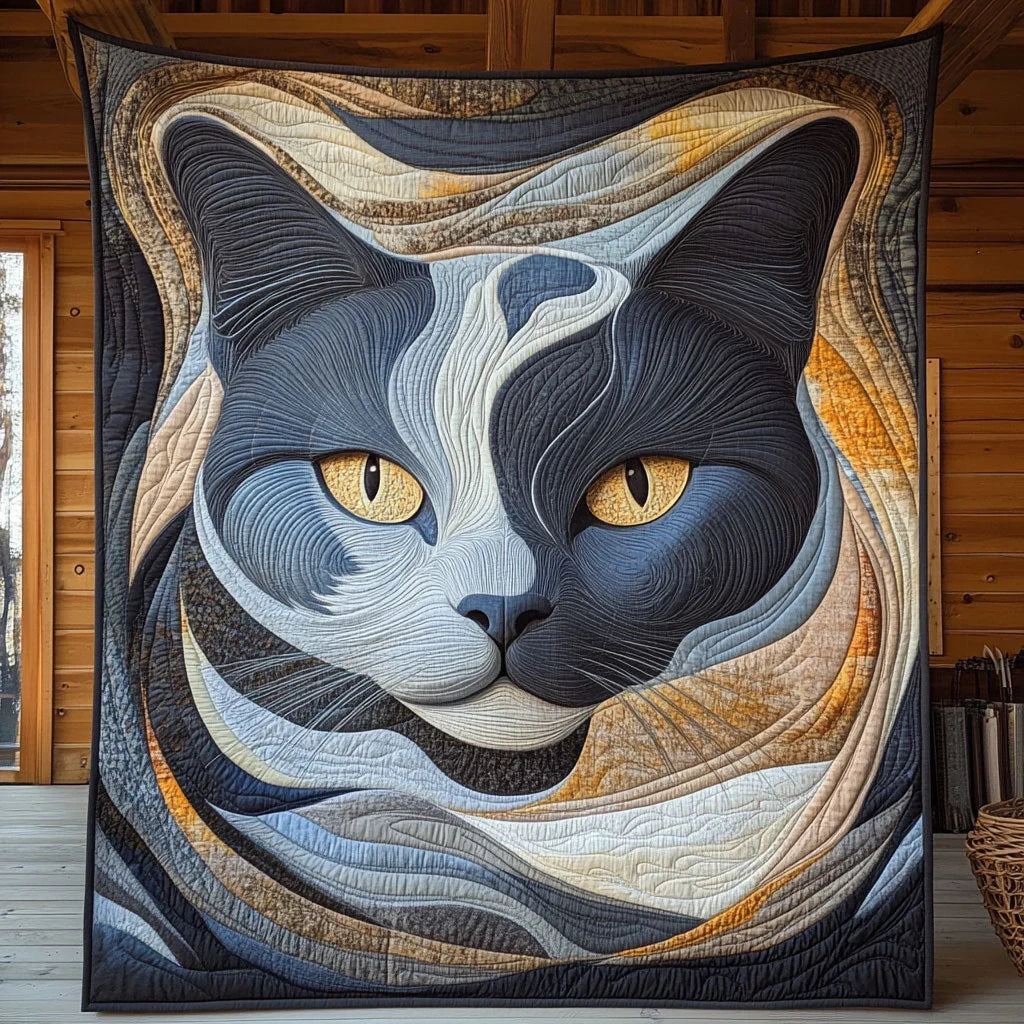 Abstract Cat Quilt Blanket