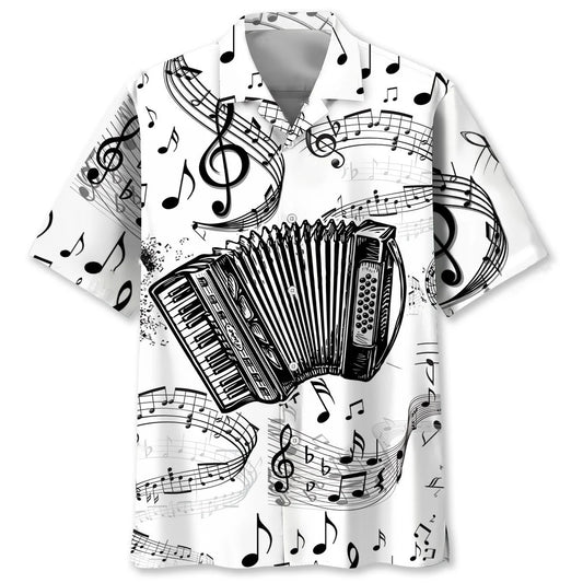 Accordion Black and White Hawaiian Shirt