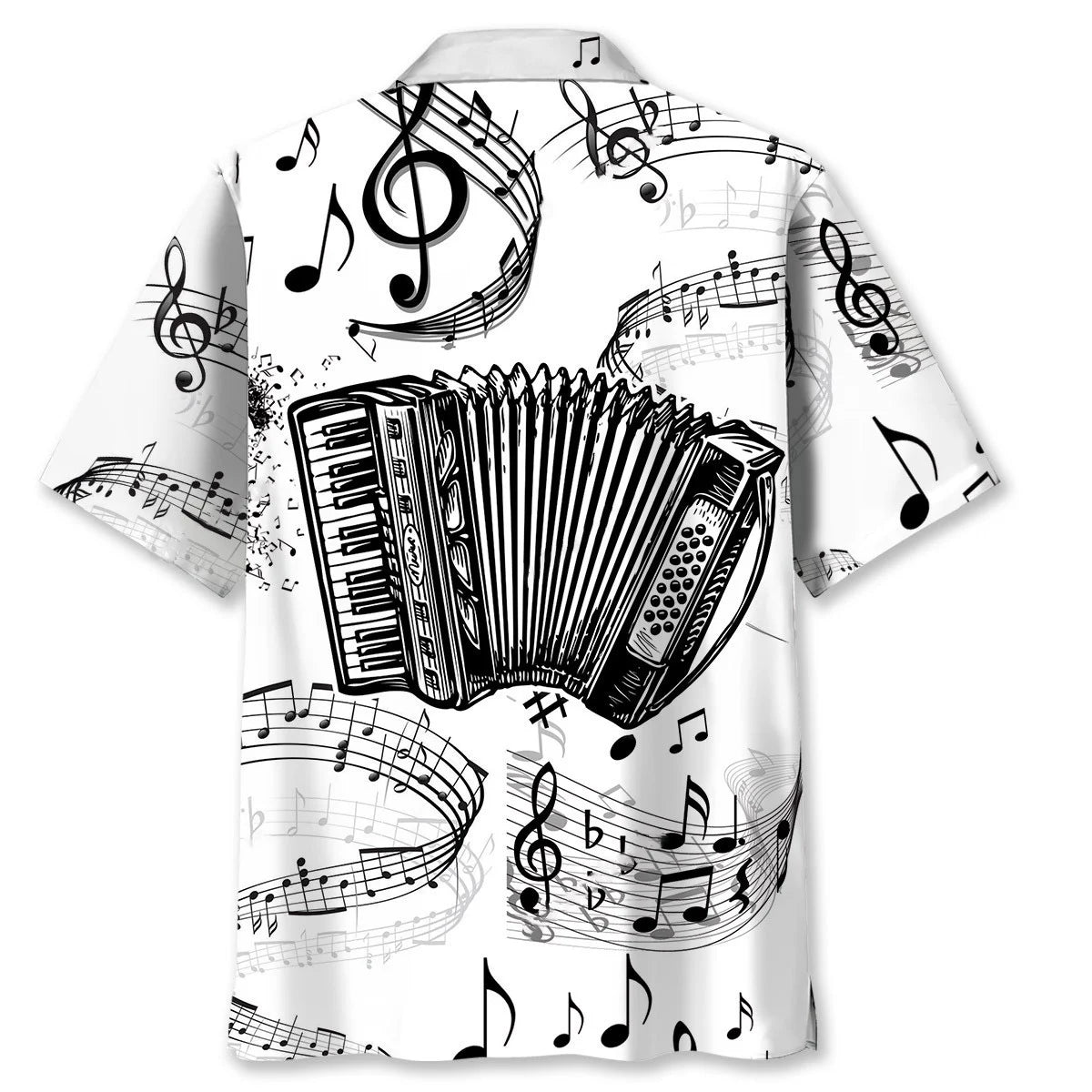 Accordion Black and White Hawaiian Shirt - XL - hawaiian shirt