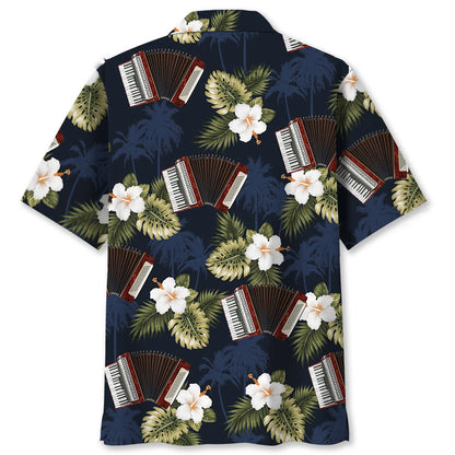 Accordion Hibiscus Hawaiian Shirt - M - hawaiian shirt