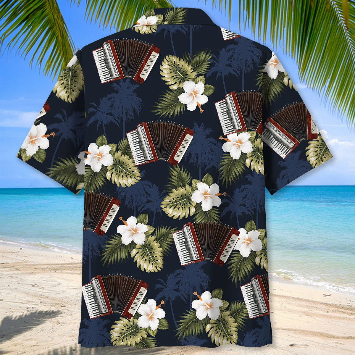 Accordion Hibiscus Hawaiian Shirt - XL - hawaiian shirt