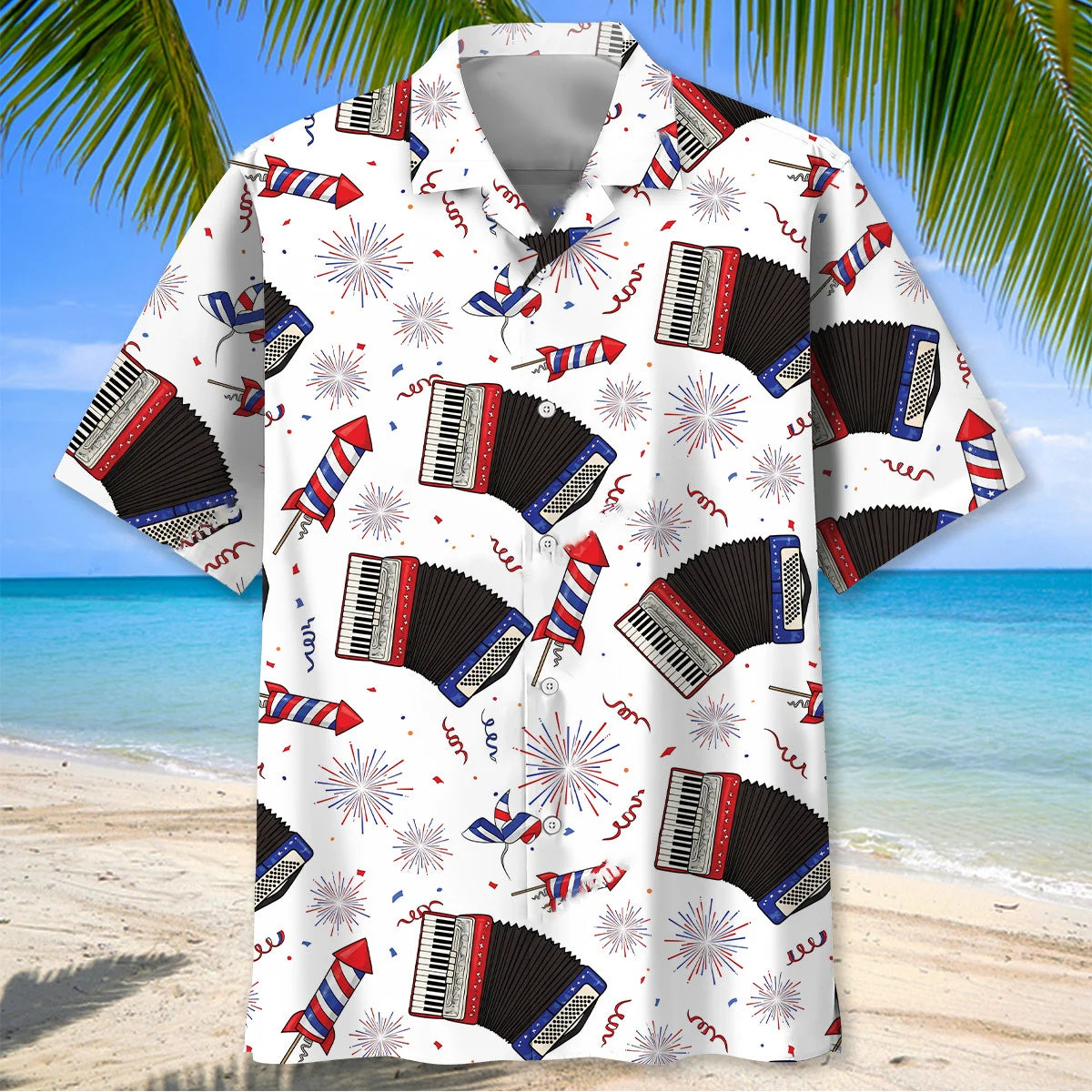 Accordion Proud of America Hawaiian Shirt - S - hawaiian shirt
