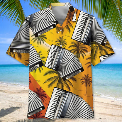 Accordion Tropical Palm Tree Hawaiian Shirt - M - hawaiian shirt